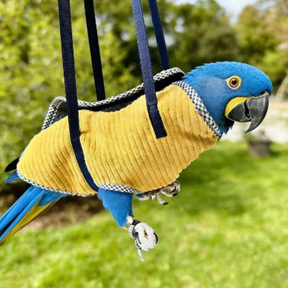 Bird Sling Carrier Bag, Parrot Restrained Vest Escape Resistant Birds Carrier Harness for Budgie, Cockatiel, Green-cheeked Conure, Soft Bird Diaper Flight Suit, for Daily Outdoor & Nail Trimming (M)