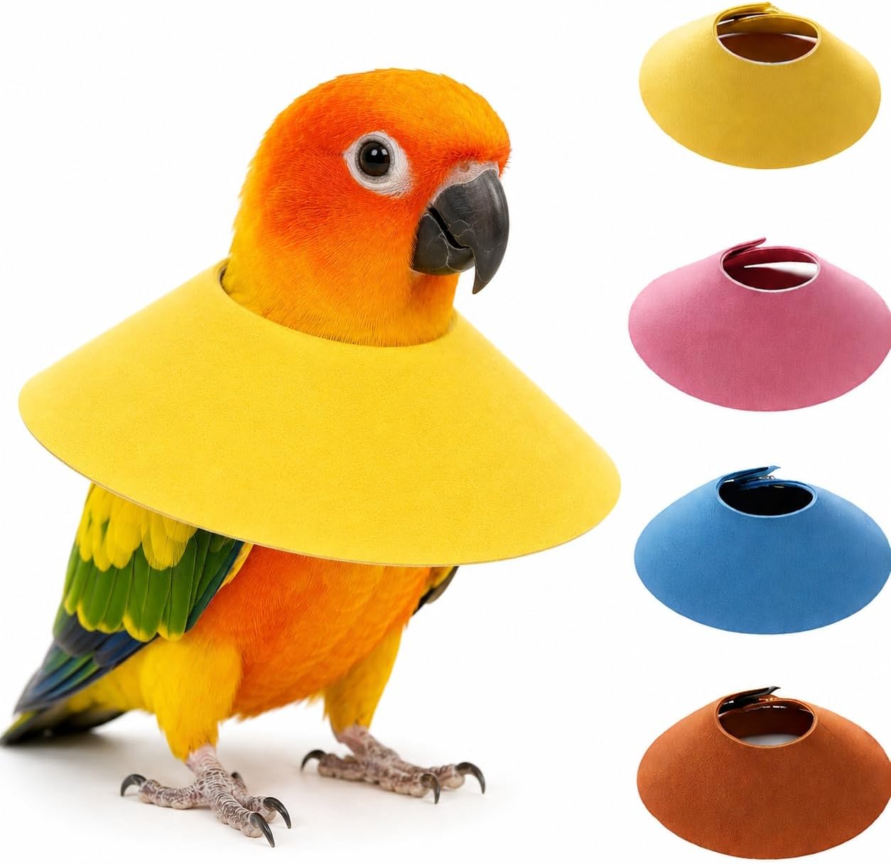 4Pcs Bird Cone Collar, Bird Elizabethan Collar for Wound Biting Prevention & Feather Plucking, Protective Recovery Cone for Monk/Caique/Mini Macaw/Cockatiel/Conure Parrots (L)