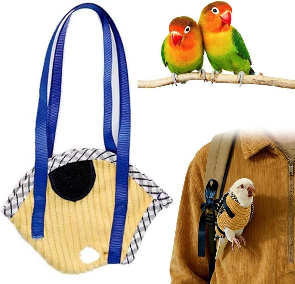 Bird Sling Carrier Bag, Parrot Restrained Vest Escape Resistant Birds Carrier Harness for Budgie, Cockatiel, Green-cheeked Conure, Soft Bird Diaper Flight Suit, for Daily Outdoor & Nail Trimming (M)