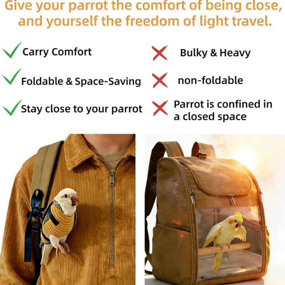 Bird Sling Carrier Bag, Parrot Restrained Vest Escape Resistant Birds Carrier Harness for Budgie, Cockatiel, Green-cheeked Conure, Soft Bird Diaper Flight Suit, for Daily Outdoor & Nail Trimming (M)