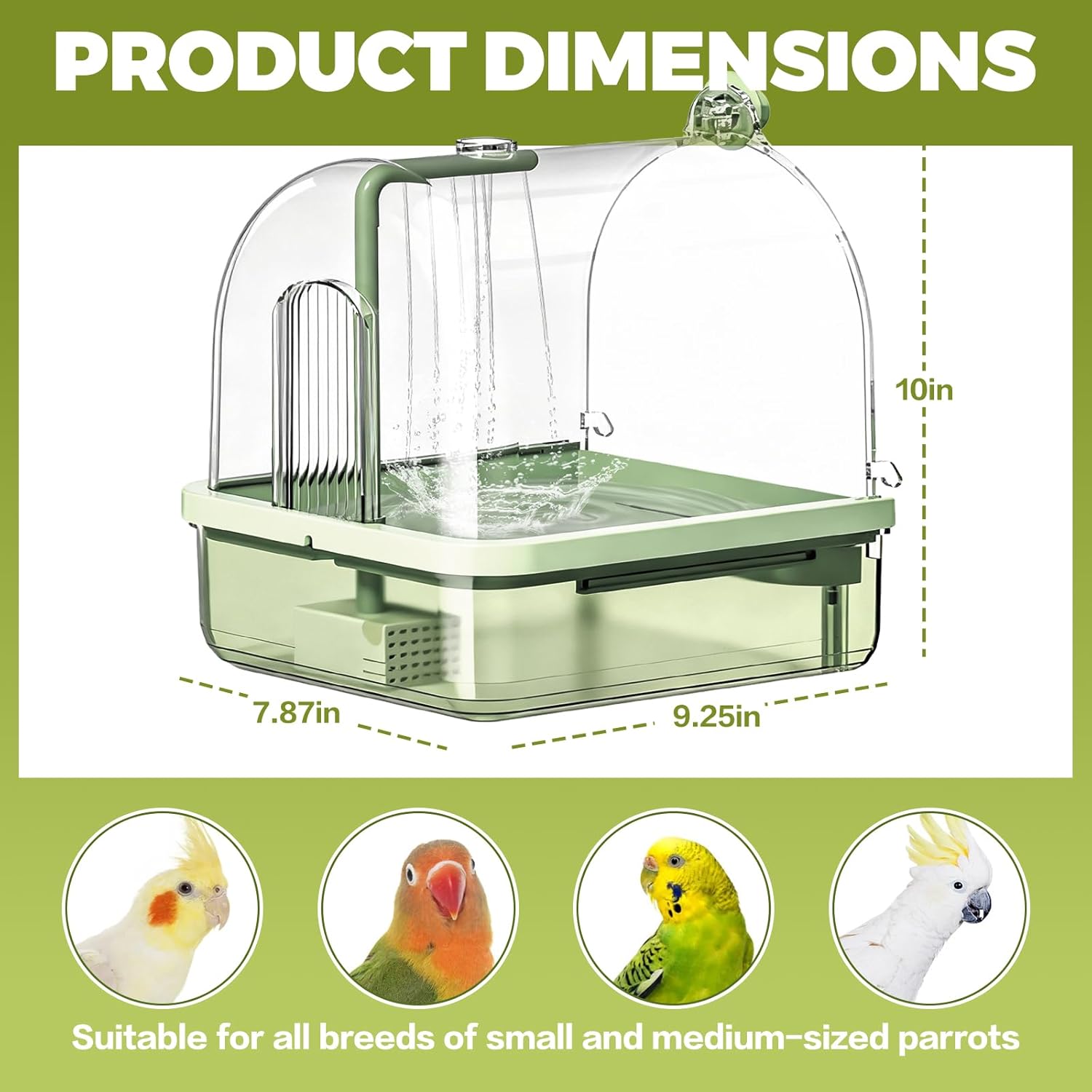 Automatic Bird Baths for Cage,Automatic Parakeet Bath with Pump, Filter,Indoor Bird Shower with Running Water,for Pet Birds Conure Budgies Cockatiels Lovebird(Brown)