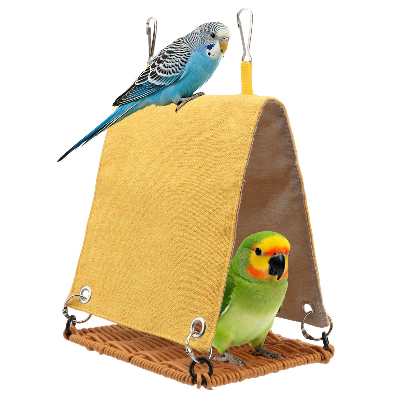 Hypeety Bird Nest Parakeet Tent for Cage Cozy Warm Bird Bed Hut Hideaway with Hanging Hook Washable Bird Cage Accessories Soft Snuggle Nest for Cockatiel Lovebird Conure Budgie Habitat (Green, L)