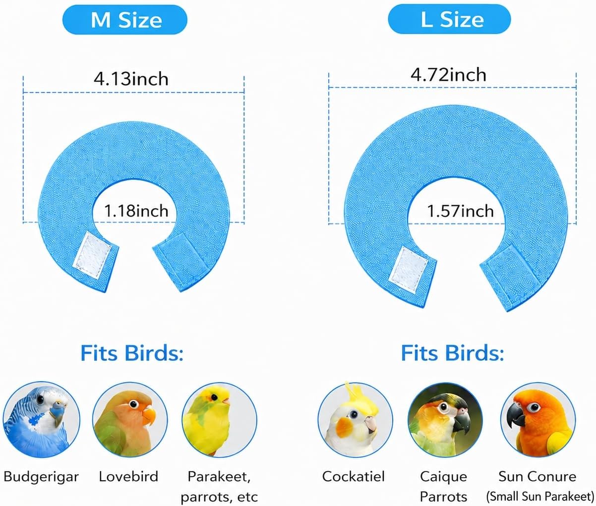 4Pcs Bird Cone Collar, Bird Elizabethan Collar for Wound Biting Prevention & Feather Plucking, Protective Recovery Cone for Monk/Caique/Mini Macaw/Cockatiel/Conure Parrots (L)