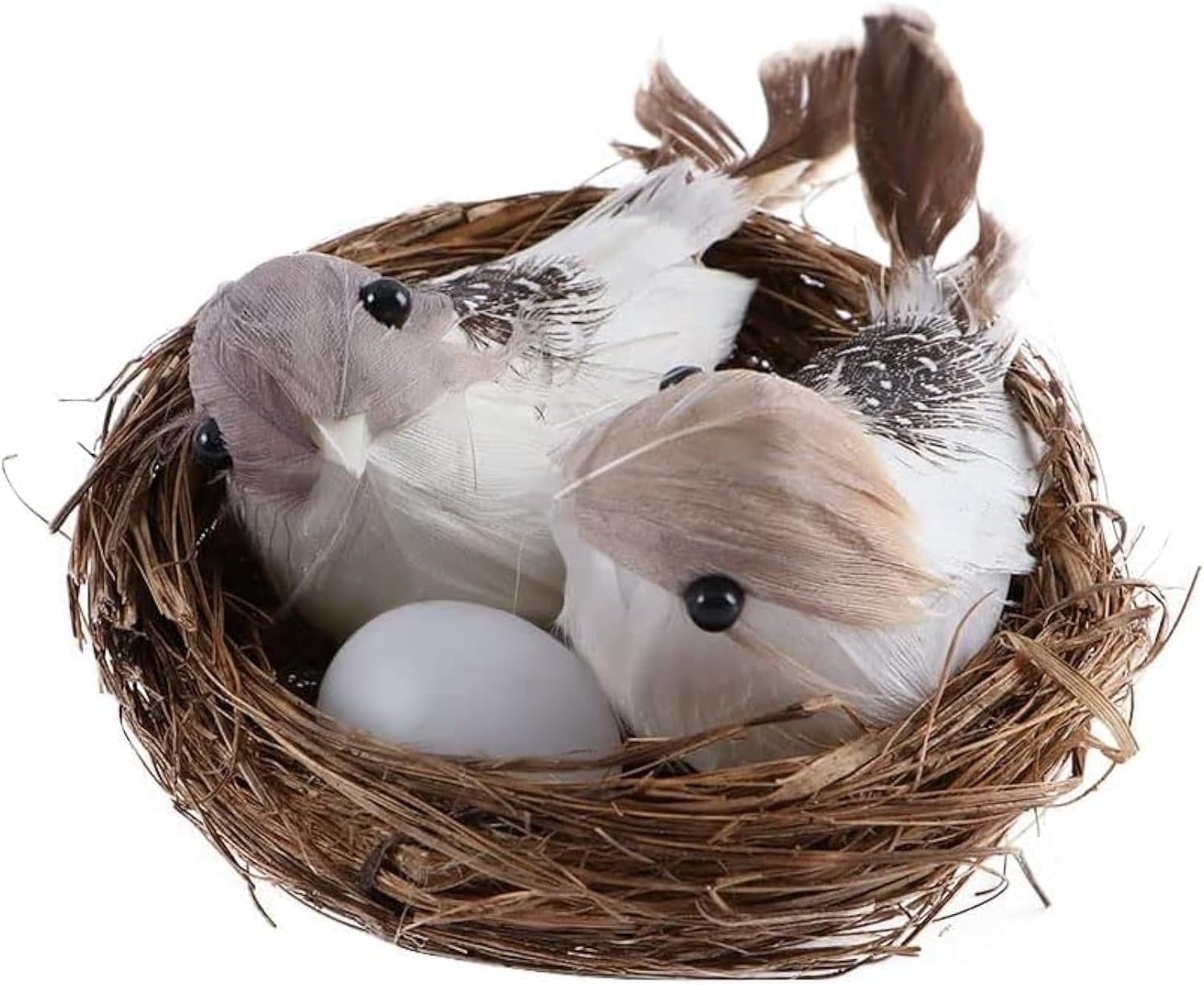 1 Set Simulation Bird Nest with Bird and Eggs Decor,Fake Foam Feather Birds,Artificial Birds,for DIY Craft Tree Decoration