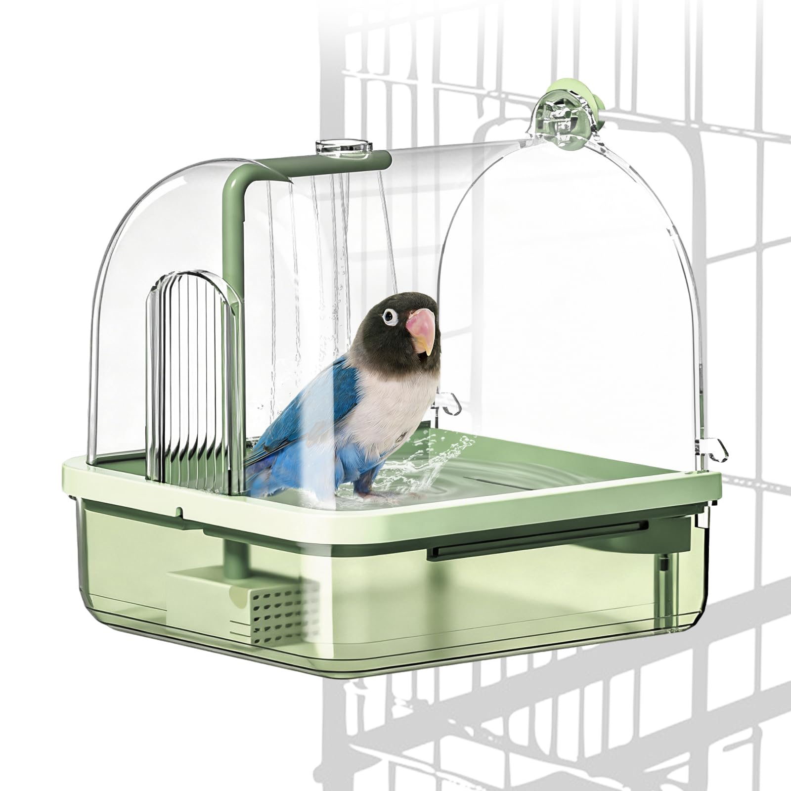 Automatic Bird Baths for Cage,Automatic Parakeet Bath with Pump, Filter,Indoor Bird Shower with Running Water,for Pet Birds Conure Budgies Cockatiels Lovebird(Brown)