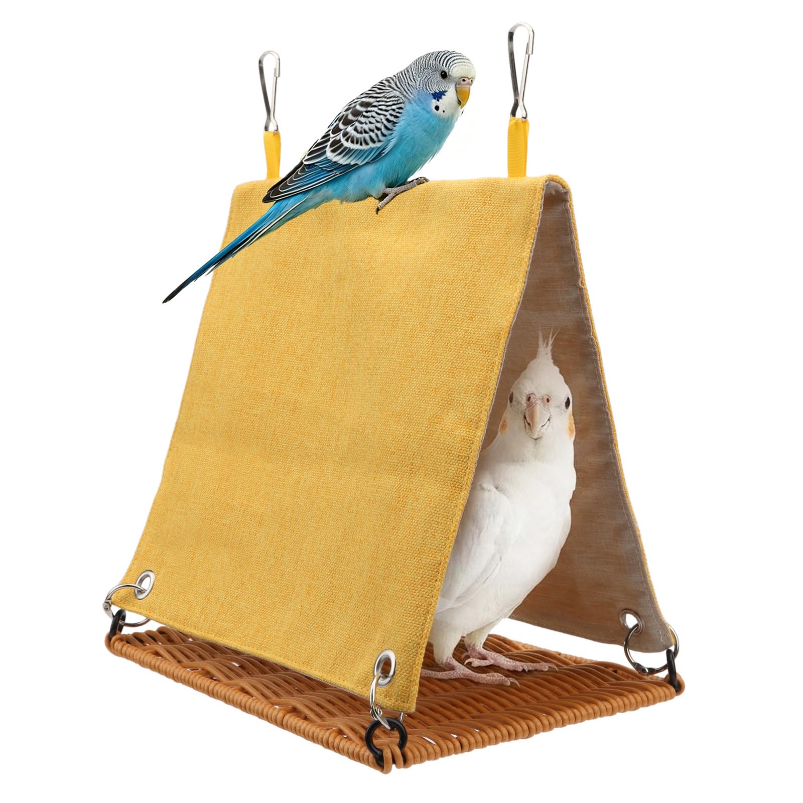 Hypeety Bird Nest Parakeet Tent for Cage Cozy Warm Bird Bed Hut Hideaway with Hanging Hook Washable Bird Cage Accessories Soft Snuggle Nest for Cockatiel Lovebird Conure Budgie Habitat (Green, L)