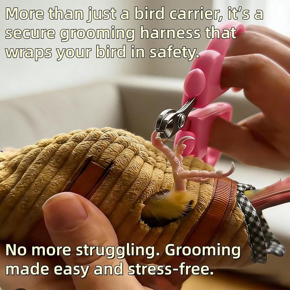 Bird Sling Carrier Bag, Parrot Restrained Vest Escape Resistant Birds Carrier Harness for Budgie, Cockatiel, Green-cheeked Conure, Soft Bird Diaper Flight Suit, for Daily Outdoor & Nail Trimming (M)
