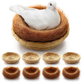 AceOrbit 12 Pcs/6 Set Bird Nest with Coconut Fiber Mats Set Hand-Woven Flat Base Pigeon Birdhouse Breeding Nest Small Animal Cage Accessories for Parrots Budgies Cockatiels Hamsters Gerbils and Pigs