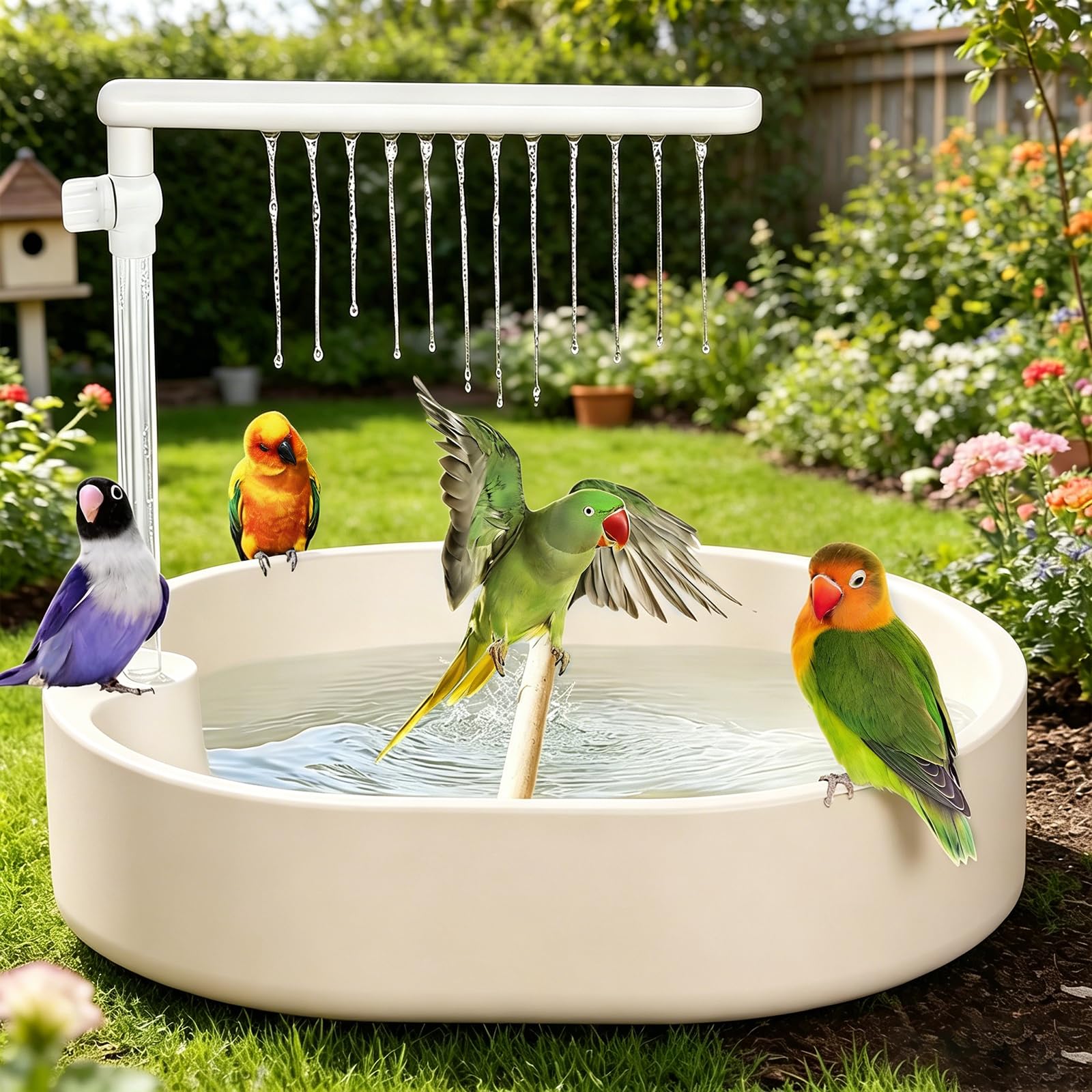 Automatic Bird Baths for Cage,Automatic Parakeet Bath with Pump, Filter,Indoor Bird Shower with Running Water,for Pet Birds Conure Budgies Cockatiels Lovebird(Brown)