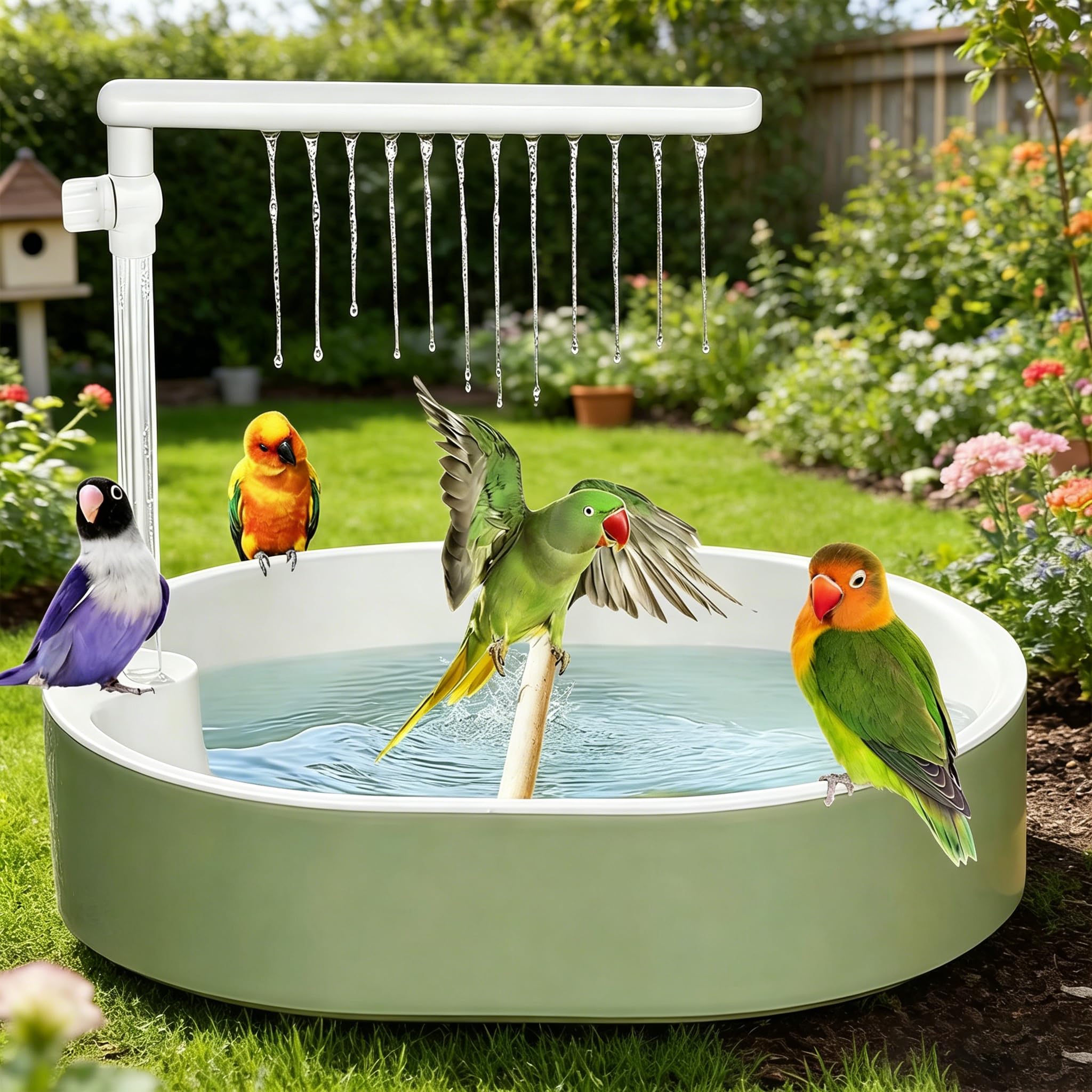 Automatic Bird Baths for Cage,Automatic Parakeet Bath with Pump, Filter,Indoor Bird Shower with Running Water,for Pet Birds Conure Budgies Cockatiels Lovebird(Brown)